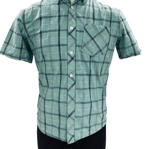 Vans Plaid Button Up Shirt Mens Medium Green Casual Skatewear Short Sleeve - Picture 7 of 9